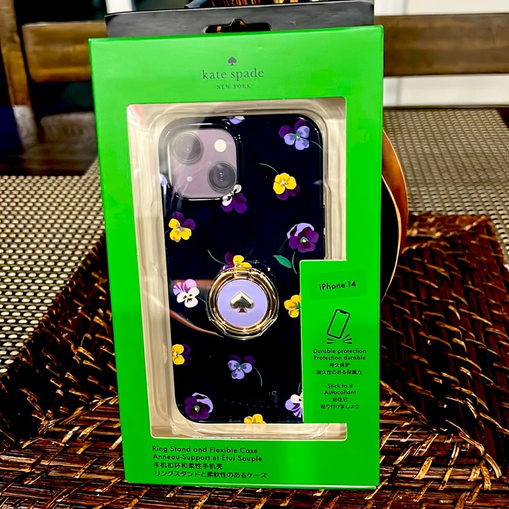 Kate Spade I phone 14 Ring Stand and Flexible Case.